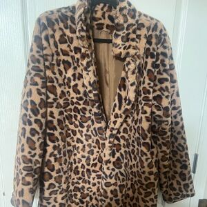 Leopard Print Faux Fur Coat